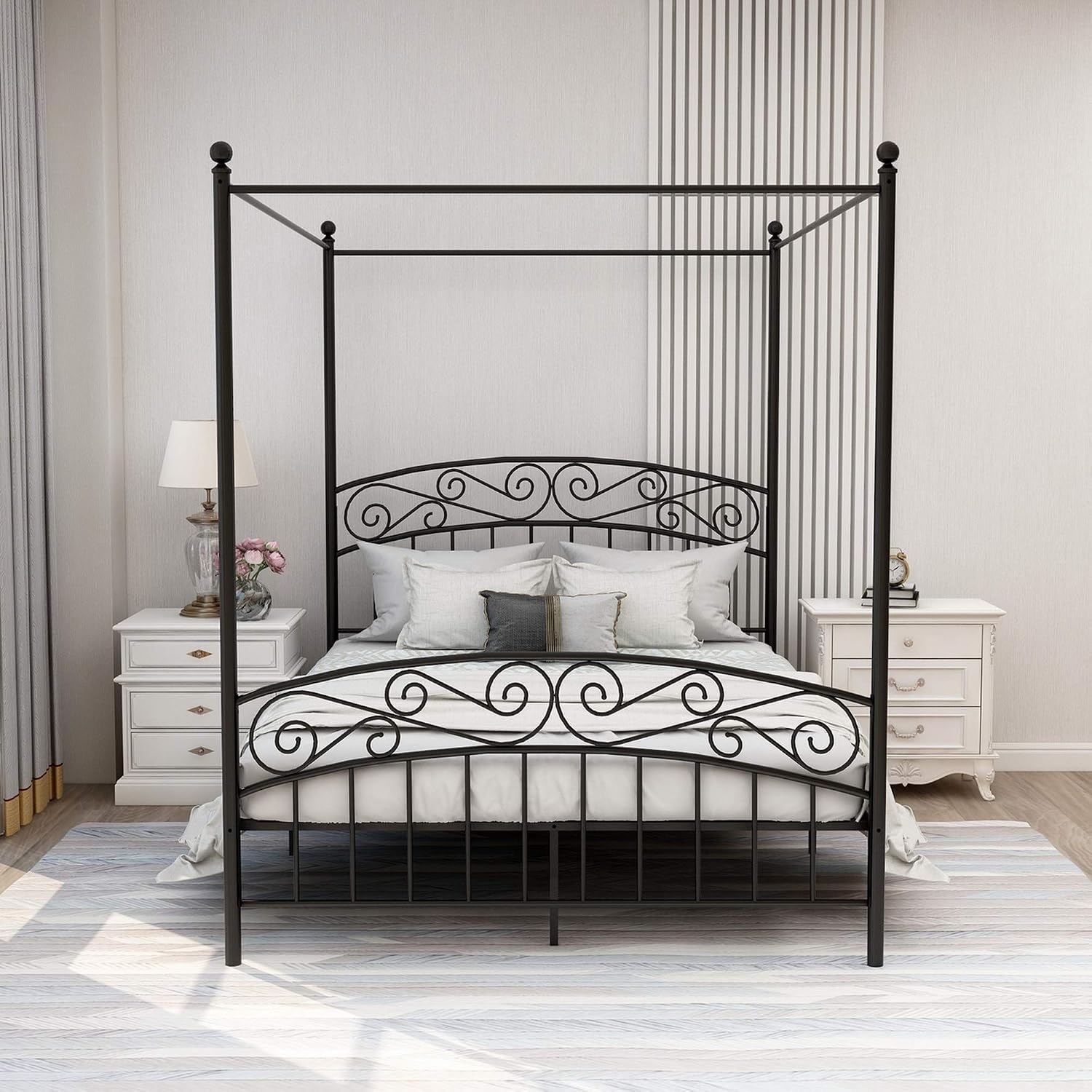 Queen Size Metal Canopy Bed Fr - Canopy Bed Frame Metal Queen recension och pris