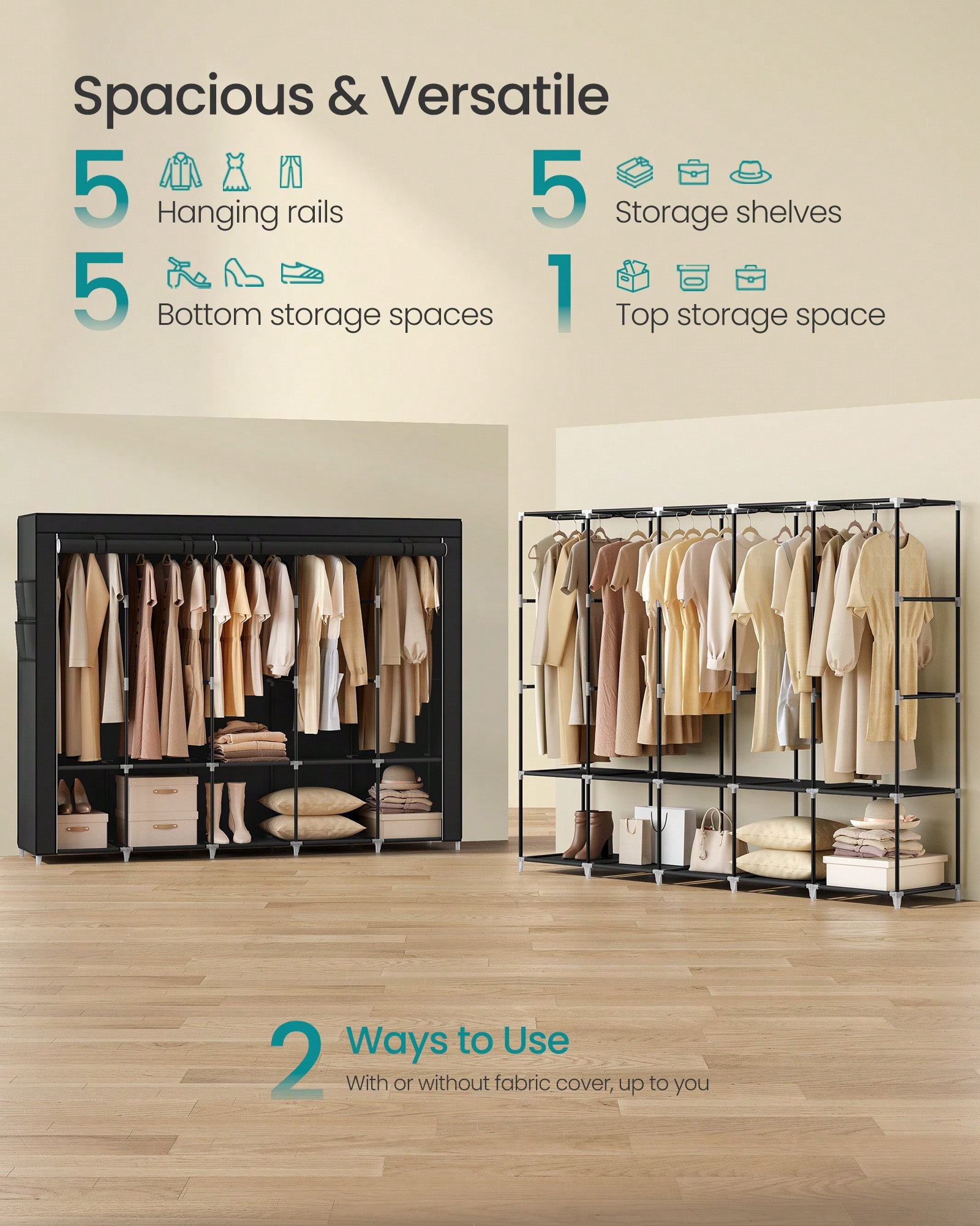 83 Inch Extra Large Portable C - Wardrobe Closet Portable Fabric Cover recension och pris