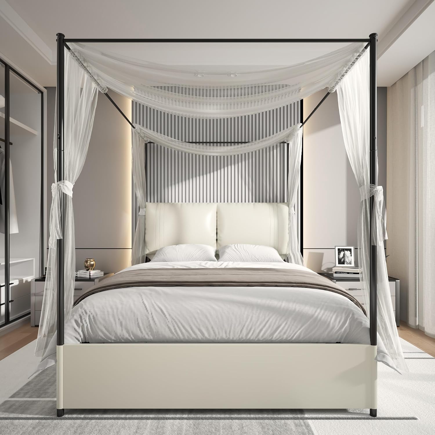 Queen Canopy Bed Frame Upholst - Canopy Bed Frame Metal Queen recension och pris