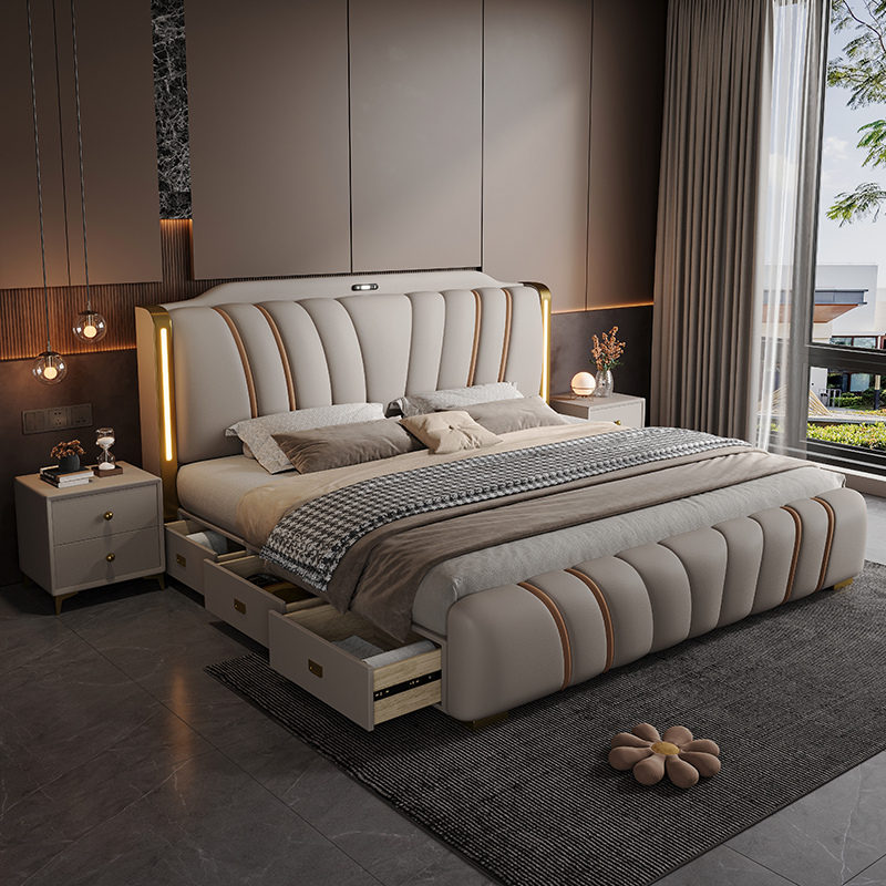 180x200CM with queen wooden be - King Size Bed Frame With Storage Drawers recension och pris