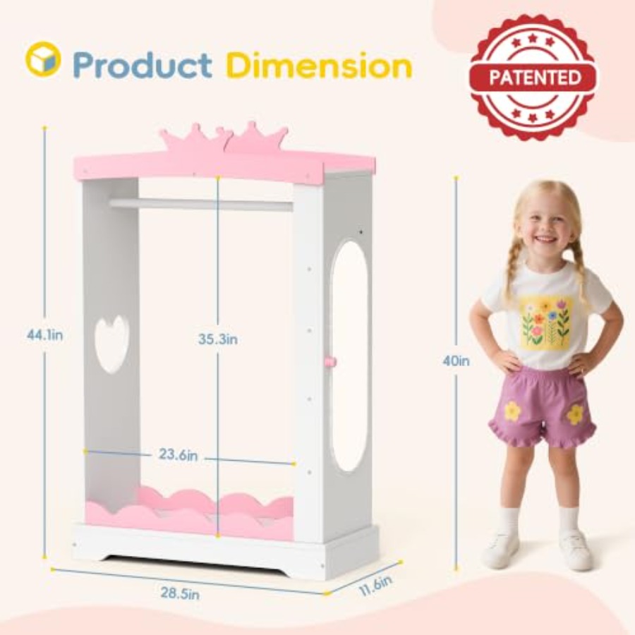 Dress Up Wardrobe with Light-U - Full Length Mirror Jewelry Armoire recension och pris