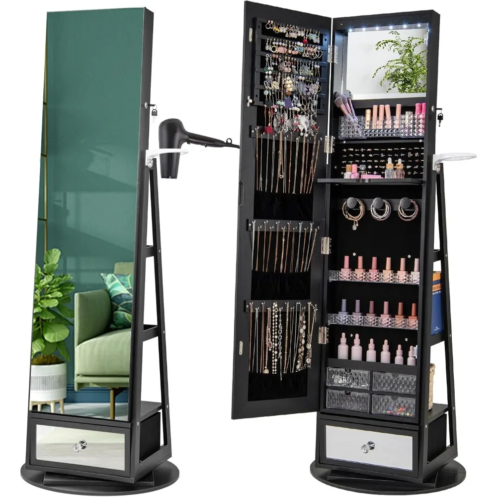 360° Swivel Jewelry Cabinet Ar - Full Length Mirror Jewelry Armoire recension och pris