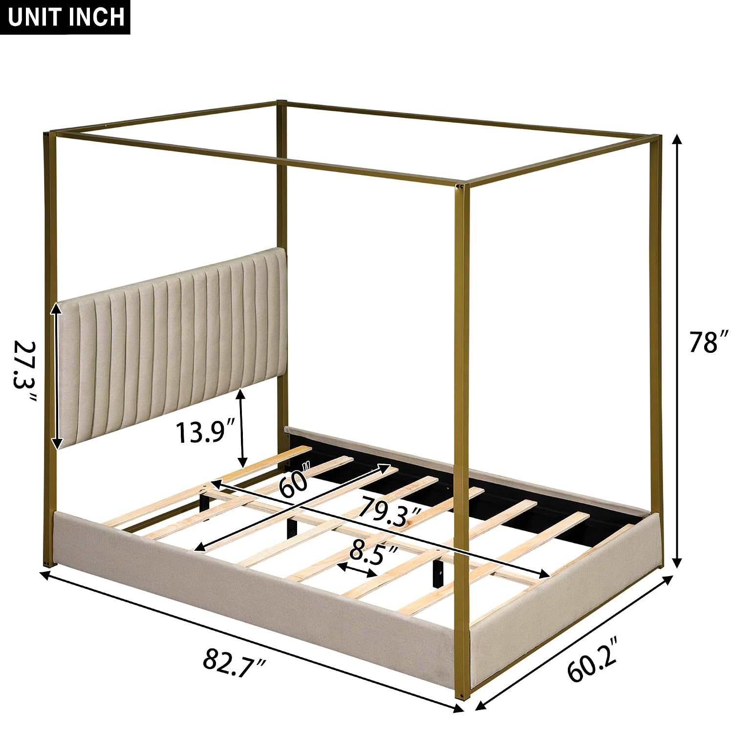 Modern 4-Poster Canopy Bed Que - Canopy Bed Frame Metal Queen recension och pris