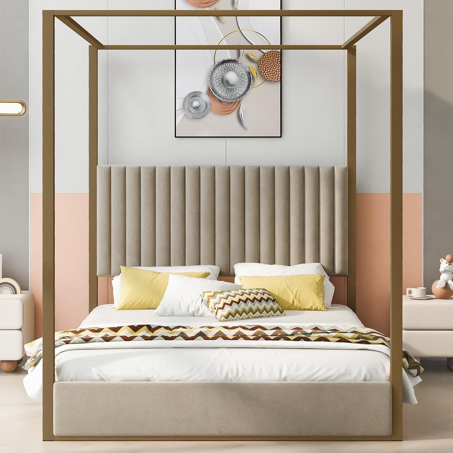 Modern 4-Poster Canopy Bed Que - Canopy Bed Frame Metal Queen recension och pris
