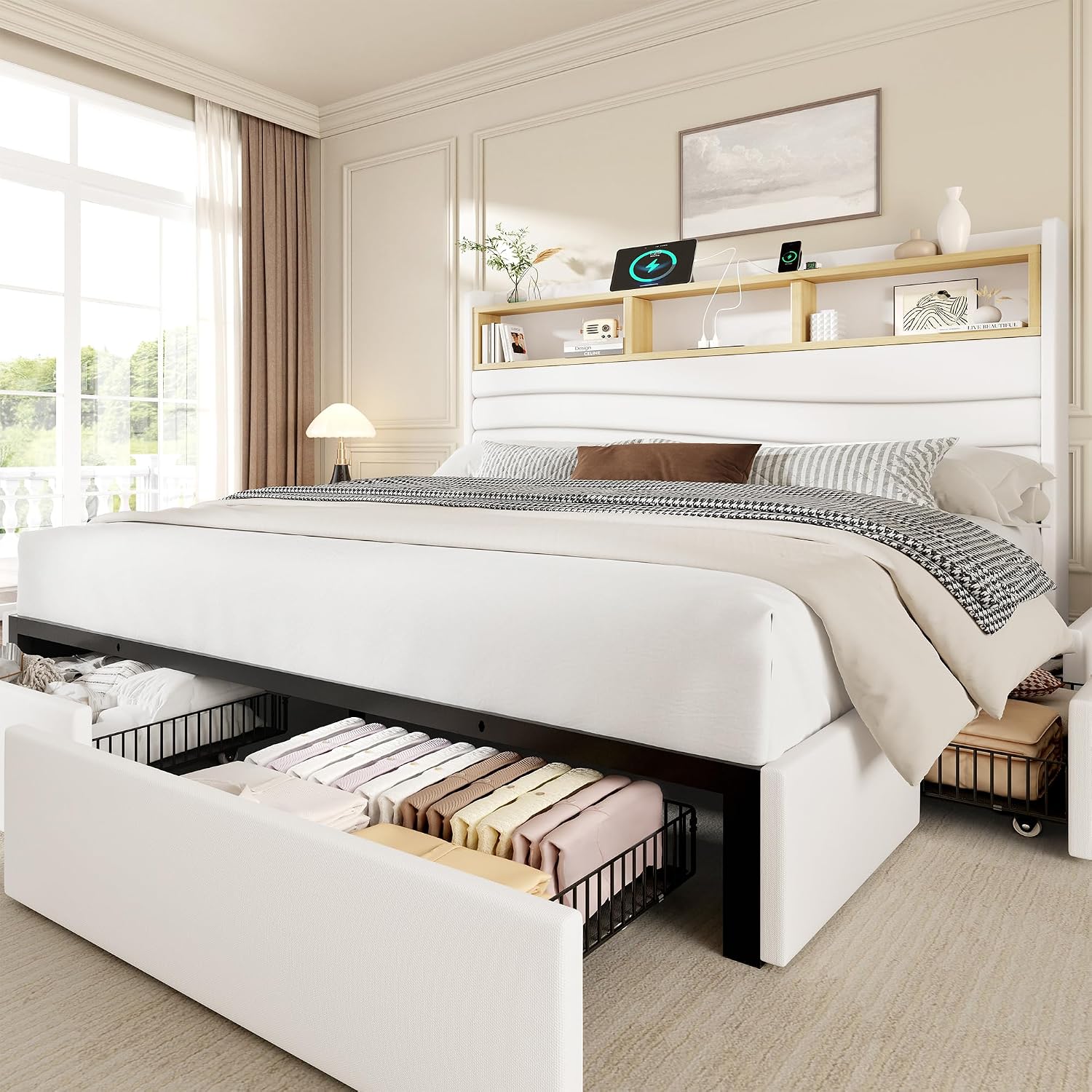 King Size Bed Frame with 6 Sto - King Size Bed Frame With Storage Drawers recension och pris