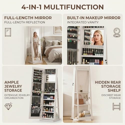 360° Swivel Jewelry Armoire wi - Full Length Mirror Jewelry Armoire recension och pris