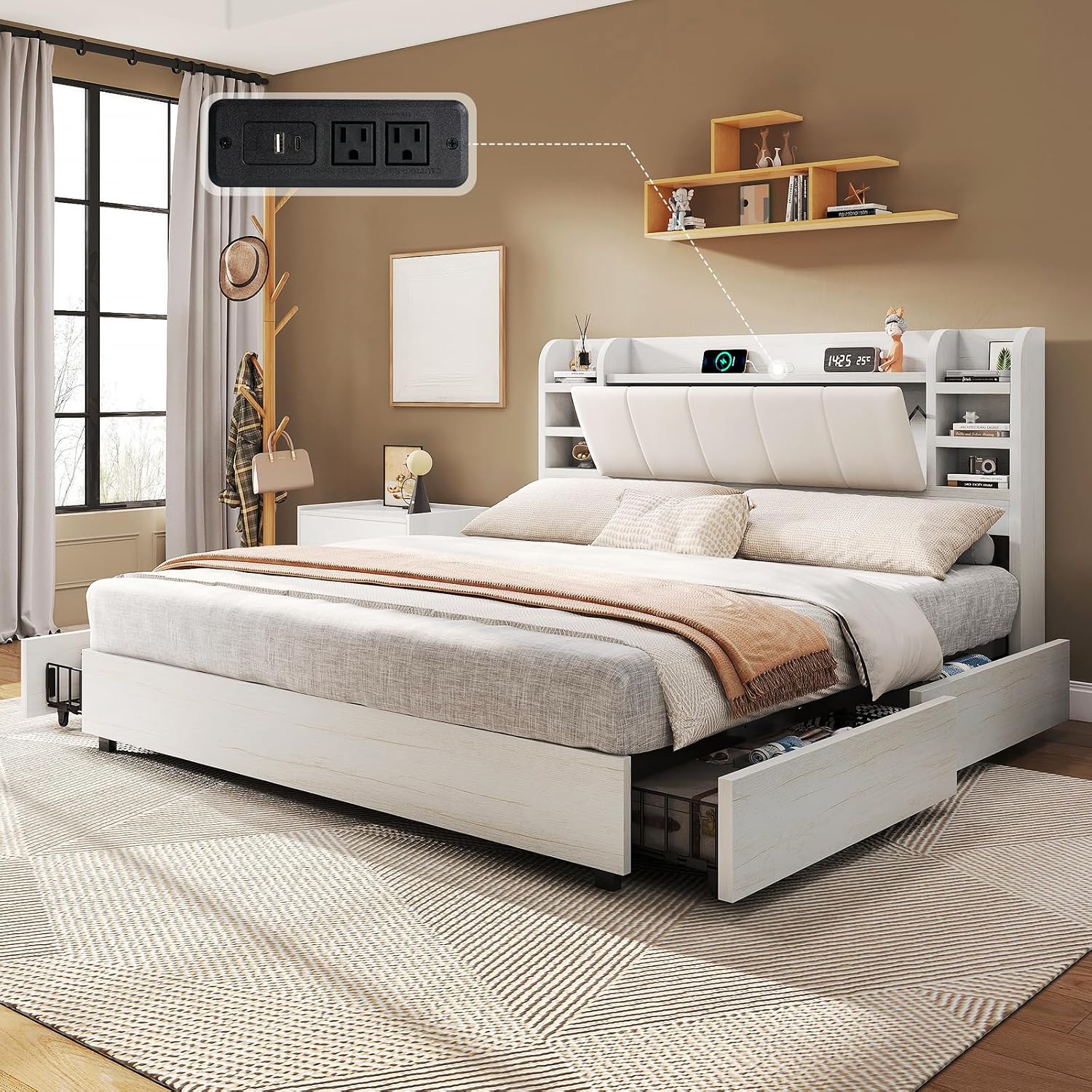 King Size Upholstered Platform - King Size Bed Frame With Storage Drawers recension och pris