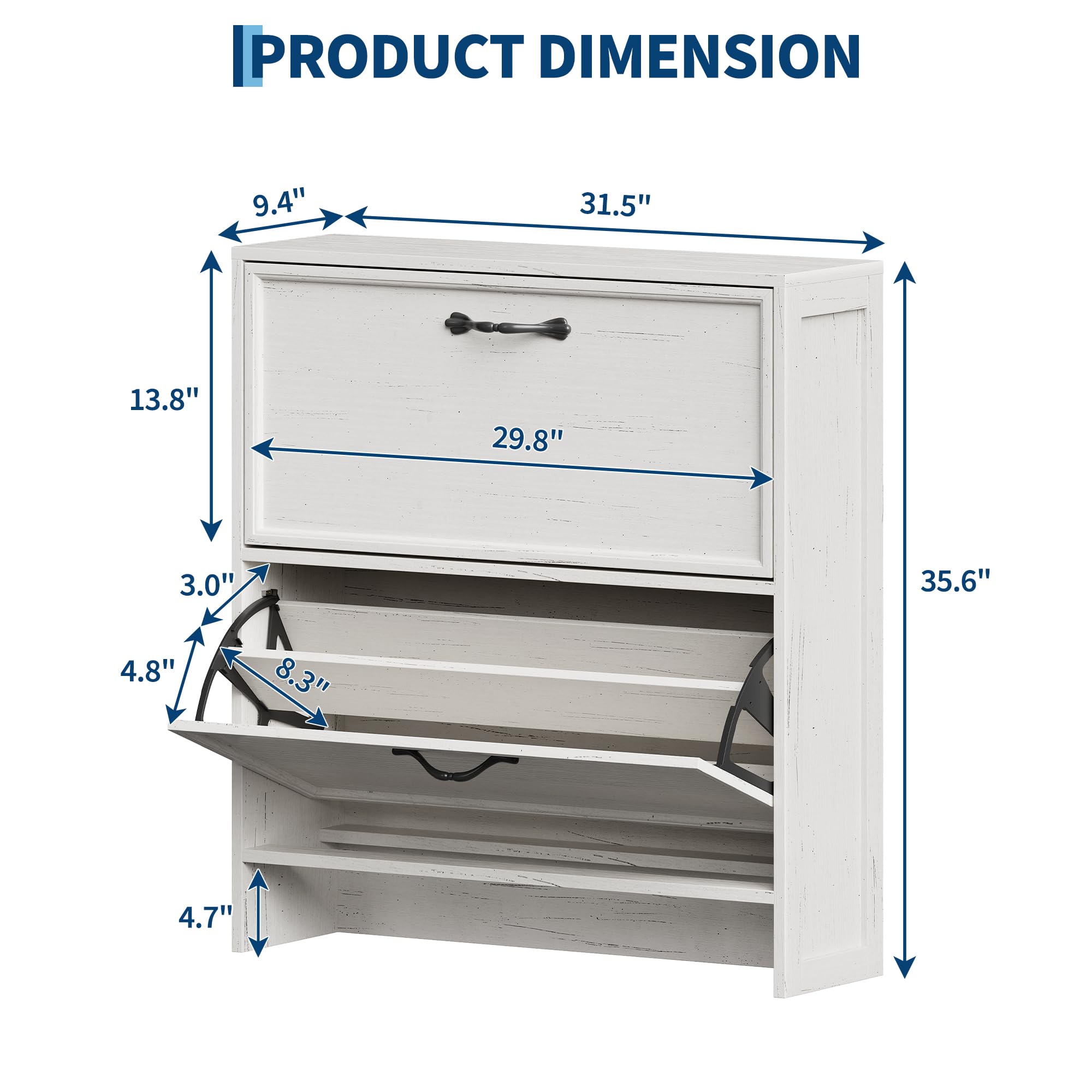 2 Flip Drawer Shoe Cabinet Wit - Shoe Rack Cabinet Narrow Entryway recension och pris
