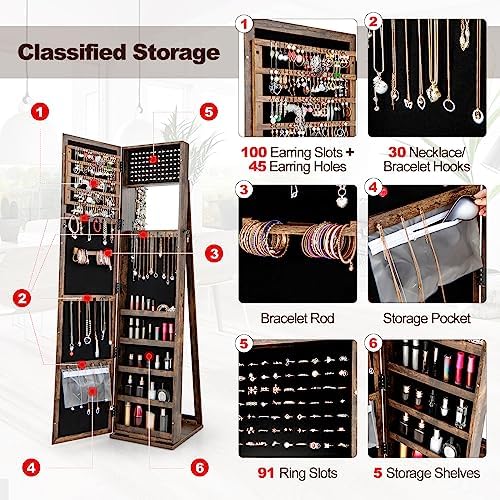 Jewelry Armoire with Full Leng - Full Length Mirror Jewelry Armoire recension och pris