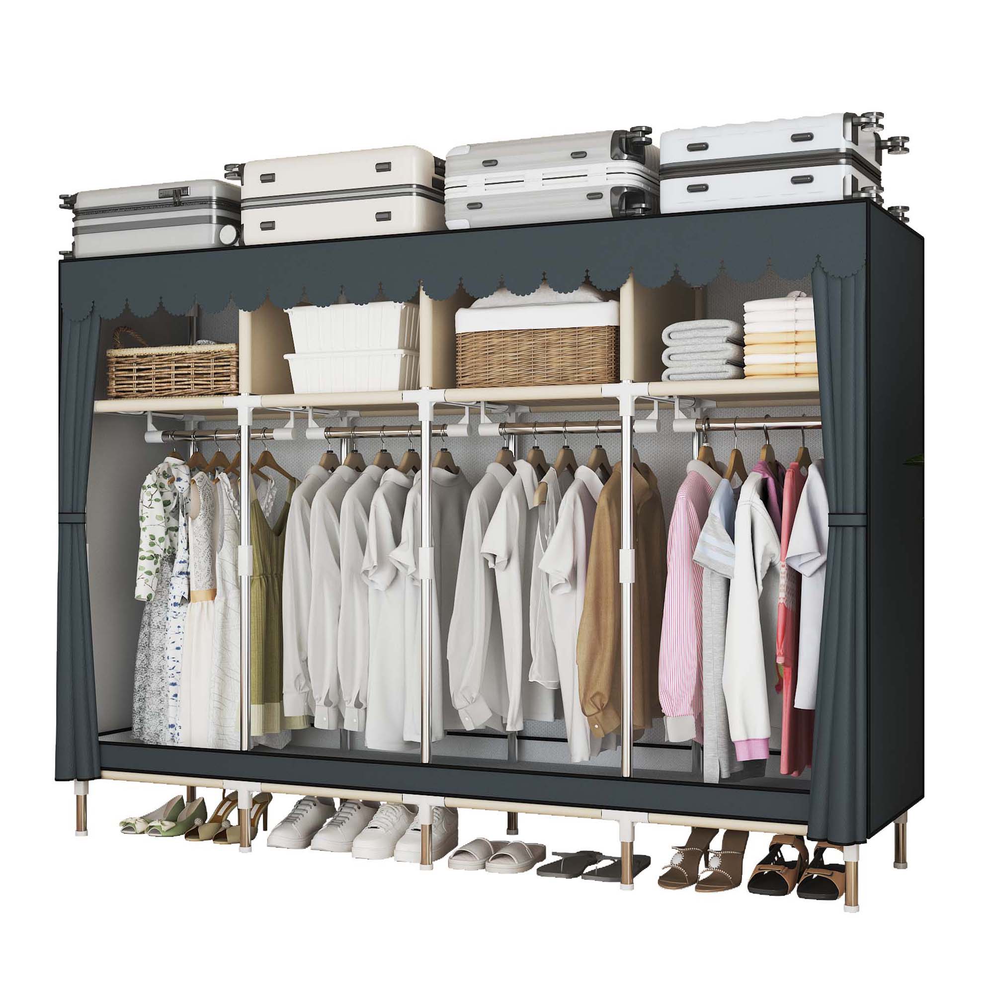 79 Inch Wide Walk-in Closet wi - Wardrobe Closet Portable Fabric Cover recension och pris