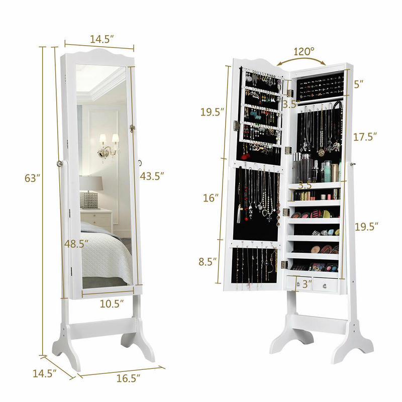 14 LED Jewelry Armoire Cabinet - Full Length Mirror Jewelry Armoire recension och pris