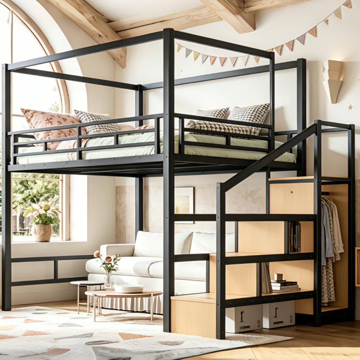 Queen Loft Bed with Storage St - Canopy Bed Frame Metal Queen recension och pris