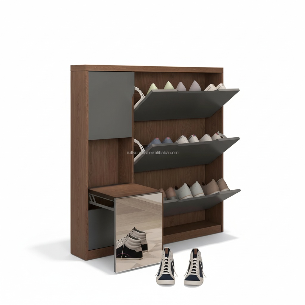 Slim Shoe Cabinet, 17cm/6.7 in - Shoe Rack Cabinet Narrow Entryway recension och pris