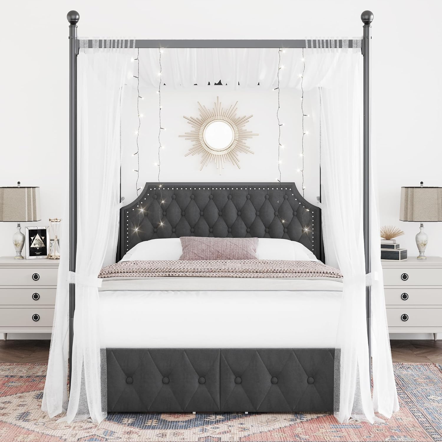 Queen Canopy Bed Frame With St - Canopy Bed Frame Metal Queen recension och pris