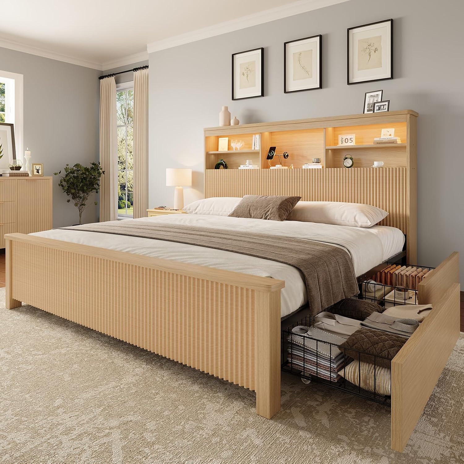 King Size Bed Frame 4 Storage  - King Size Bed Frame With Storage Drawers recension och pris