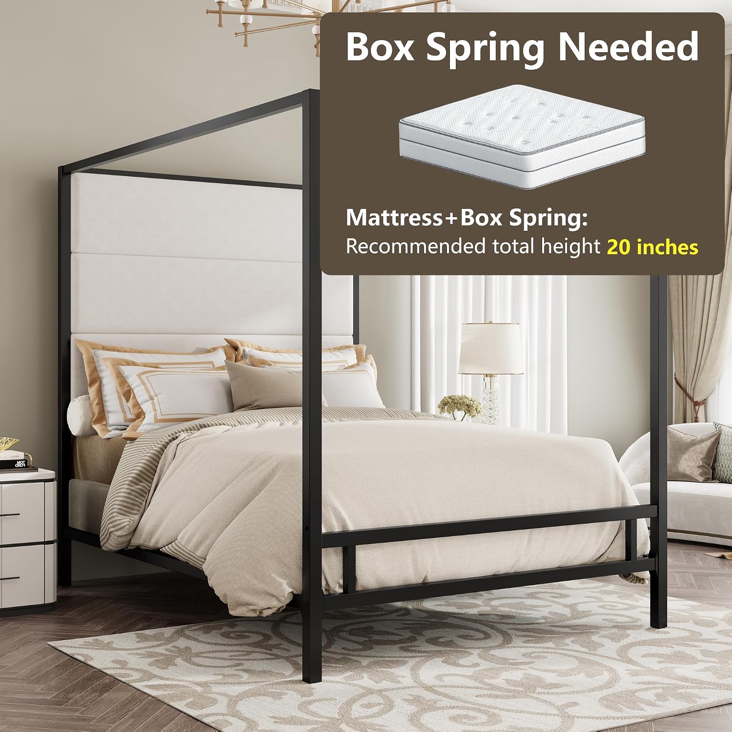 Queen Canopy Bed Tall Velvet U - Canopy Bed Frame Metal Queen recension och pris