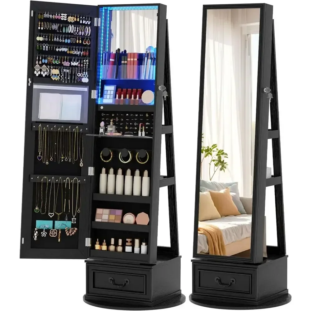 360° Swiveling Lockable Jewelr - Full Length Mirror Jewelry Armoire recension och pris