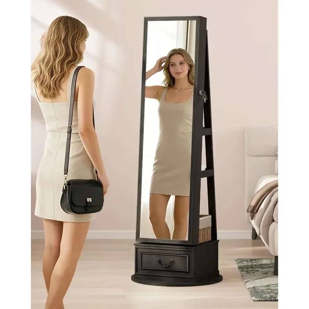 360° Swiveling Lockable Jewelr - Full Length Mirror Jewelry Armoire recension och pris