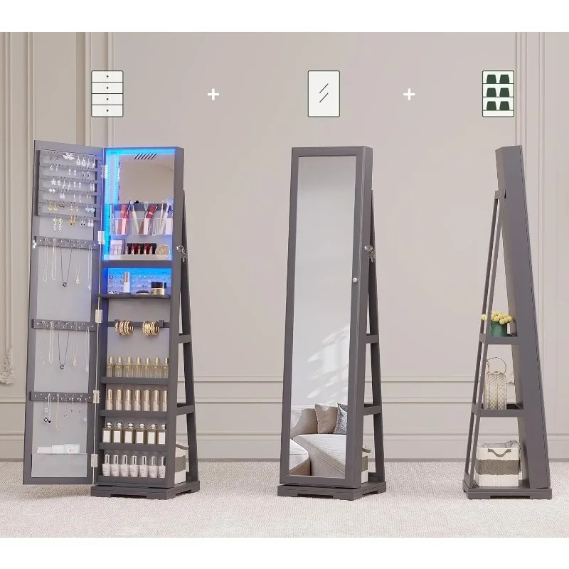 LED Jewelry Armoire with Full  - Full Length Mirror Jewelry Armoire recension och pris