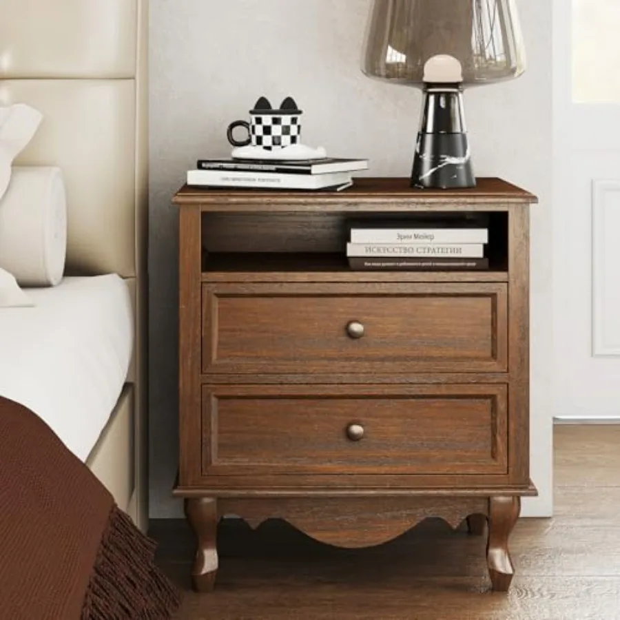 Solid Wood Nightstand, Fully A - Solid Wood Nightstand 2 Drawers recension och pris
