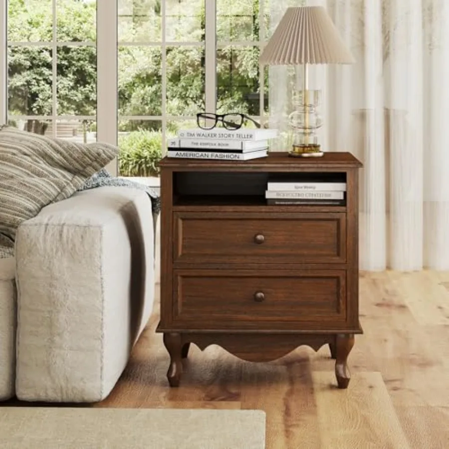 Solid Wood Nightstand, Fully A - Solid Wood Nightstand 2 Drawers recension och pris