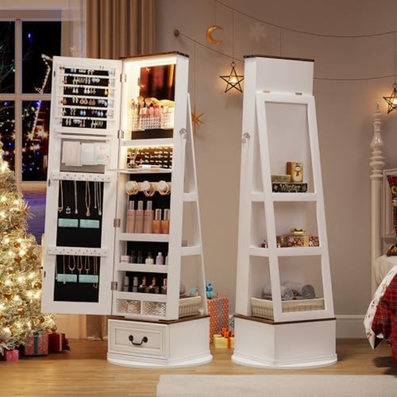 360°Swivel Jewelry Armoire Cab - Full Length Mirror Jewelry Armoire recension och pris