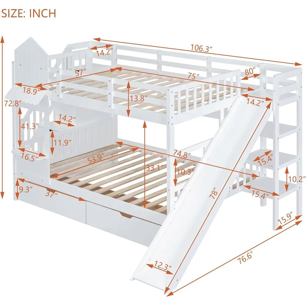 Twin Over Twin Bunk Bed With S - Bunk Bed With Stairs And Slide recension och pris
