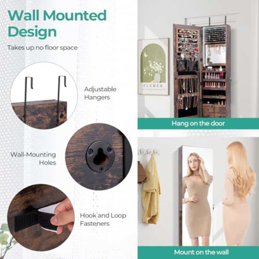 47 LED Jewelry Armoire for bed - Full Length Mirror Jewelry Armoire recension och pris