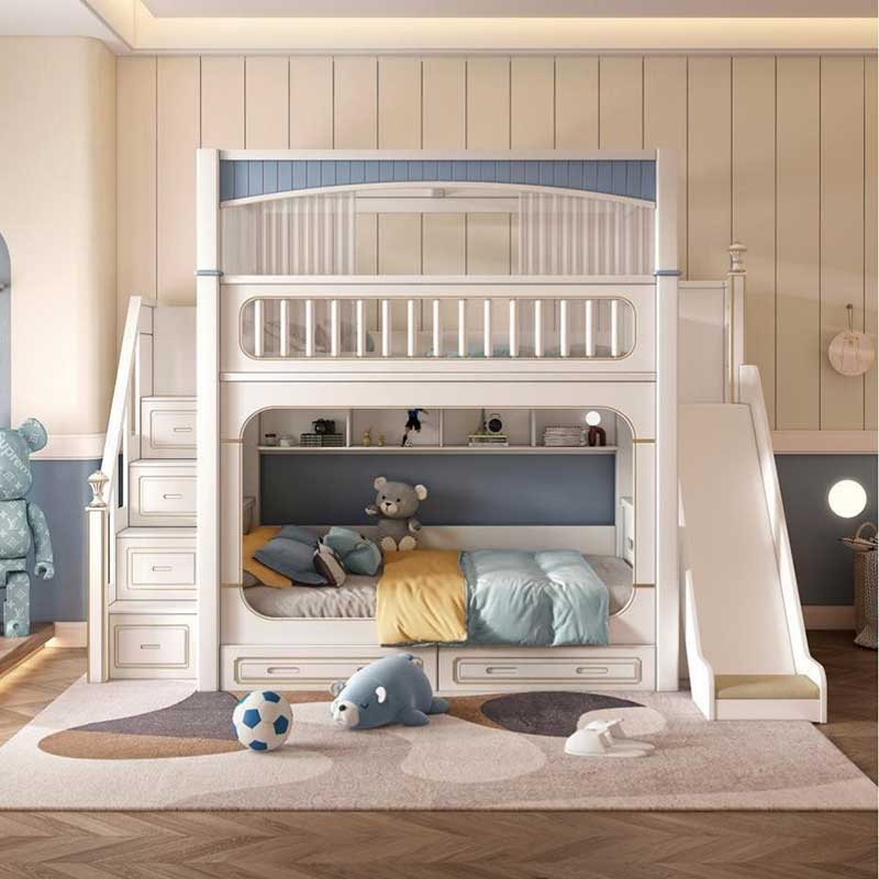 &Modern House White Boys Girl  - Bunk Bed With Stairs And Slide recension och pris