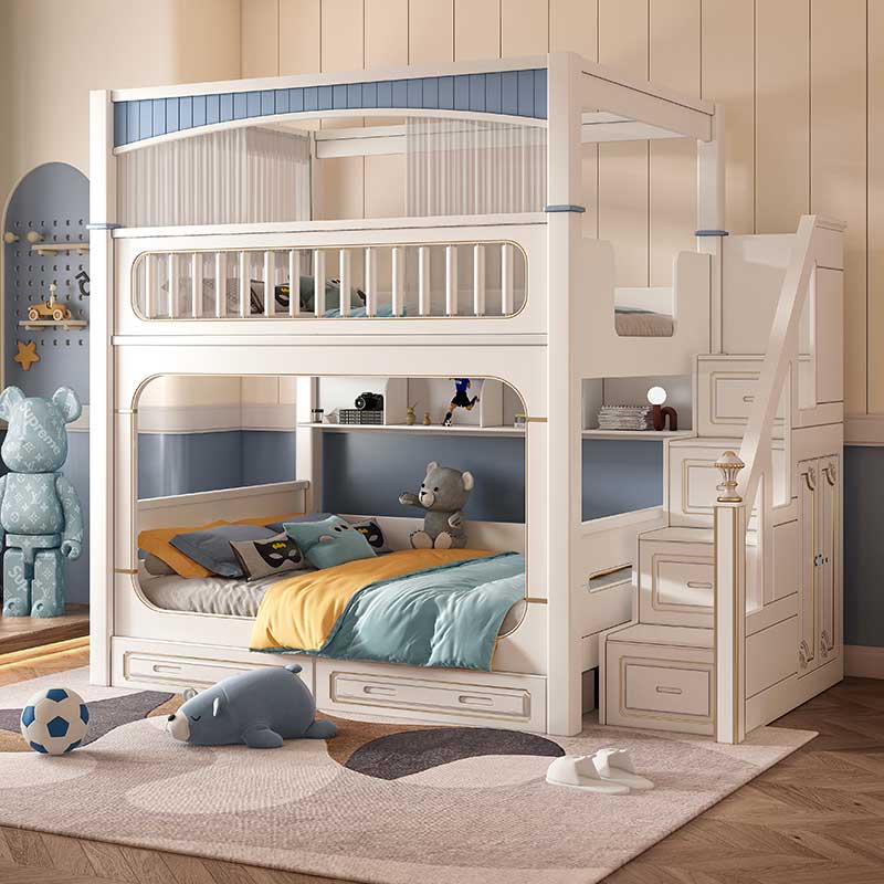 &Modern House White Boys Girl  - Bunk Bed With Stairs And Slide recension och pris