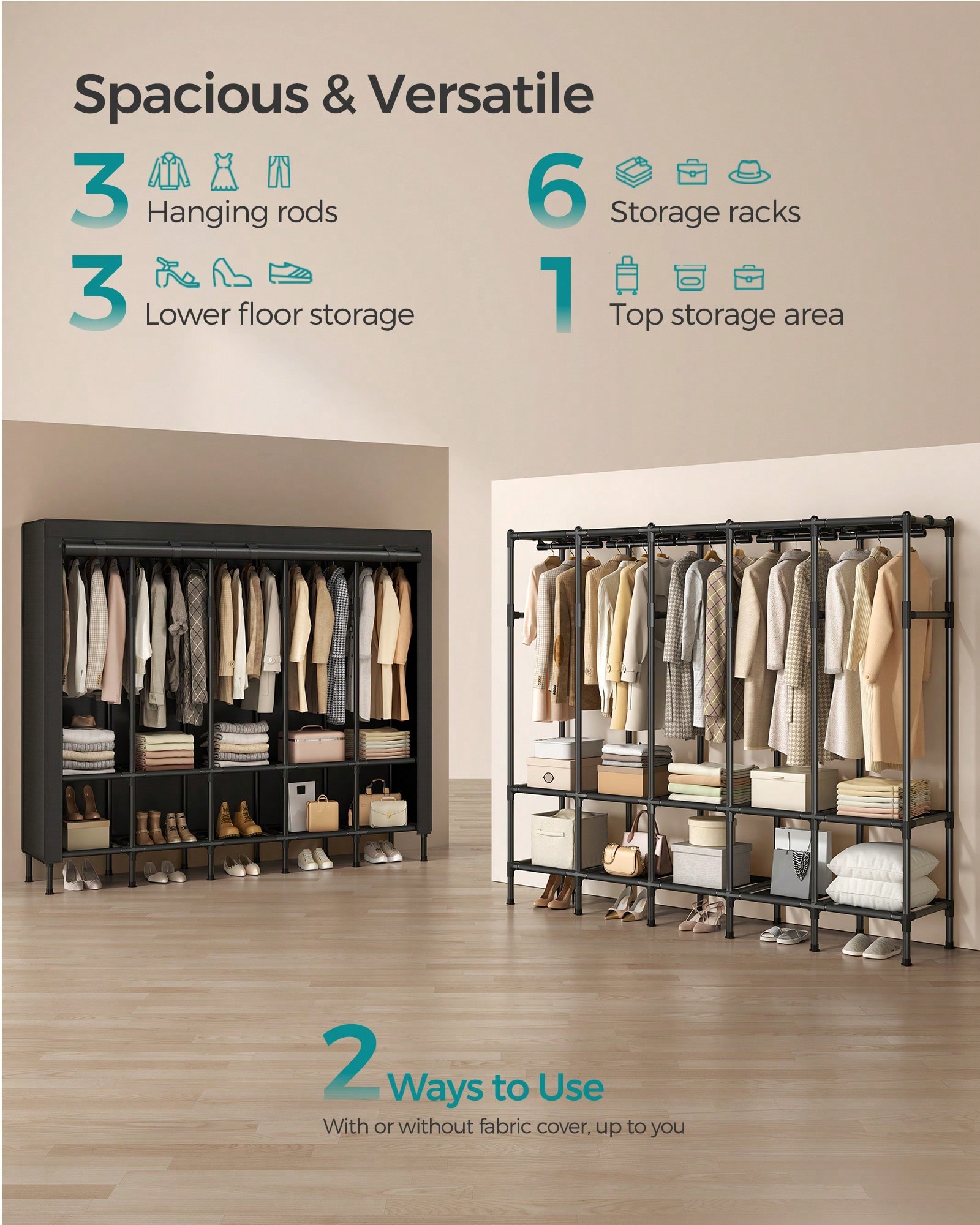 Heavy Duty Portable Wardrobe C - Wardrobe Closet Portable Fabric Cover recension och pris