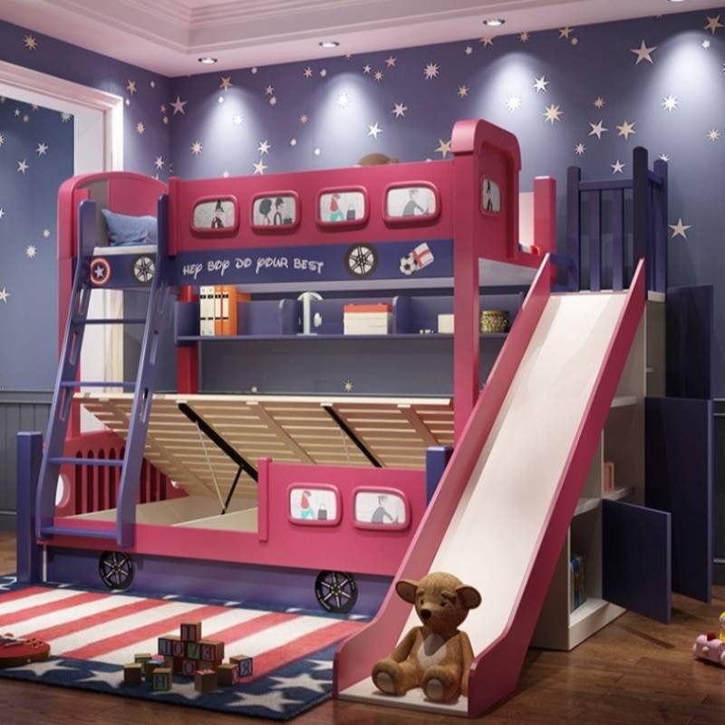 Modern Style Girls Toddler Bed - Bunk Bed With Stairs And Slide recension och pris