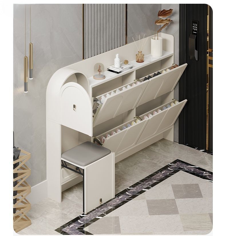Shoe Cabinet, Modern Cream Woo - Shoe Rack Cabinet Narrow Entryway recension och pris