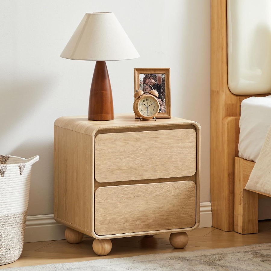 Small Night Stand with 2 Drawe - Solid Wood Nightstand 2 Drawers recension och pris