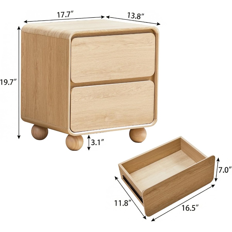Small Night Stand with 2 Drawe - Solid Wood Nightstand 2 Drawers recension och pris