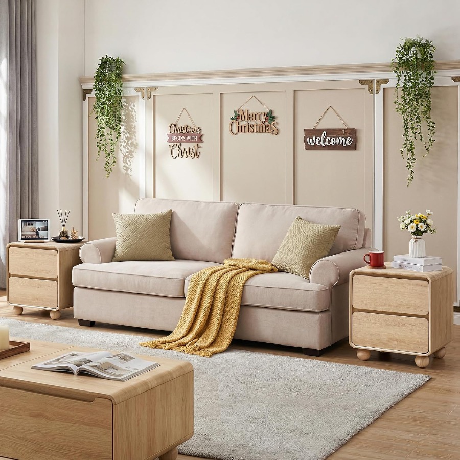 Small Night Stand with 2 Drawe - Solid Wood Nightstand 2 Drawers recension och pris
