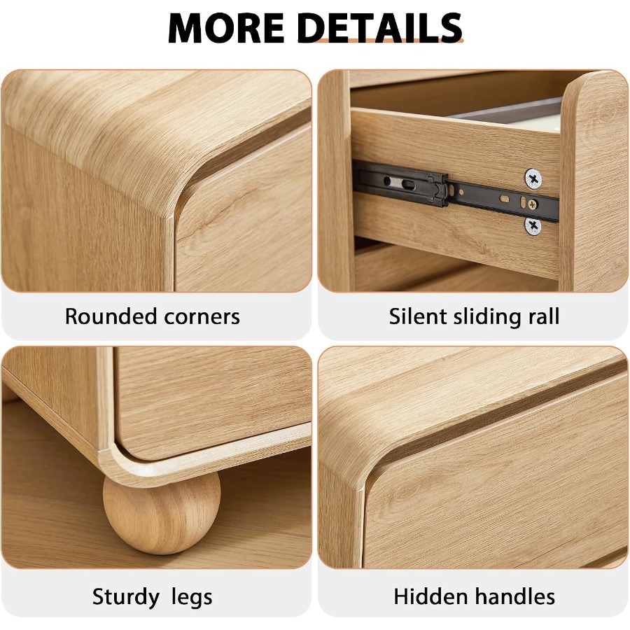Small Night Stand with 2 Drawe - Solid Wood Nightstand 2 Drawers recension och pris
