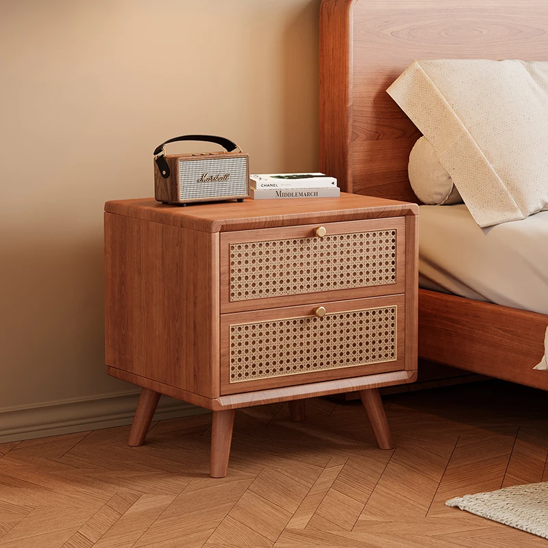 Solid Wood Nightstand with Wov - Solid Wood Nightstand 2 Drawers recension och pris