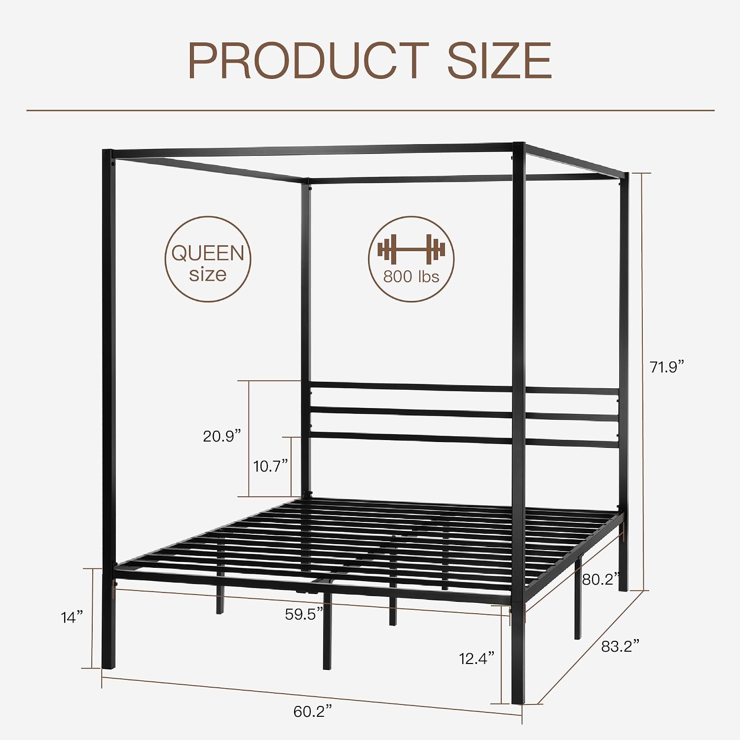Queen Size Metal Canopy Bed Fr - Canopy Bed Frame Metal Queen recension och pris